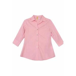 Foxcroft NYC Womens Pink Non-Iron Button Up Shirt 3/4 Sleeve Size 8